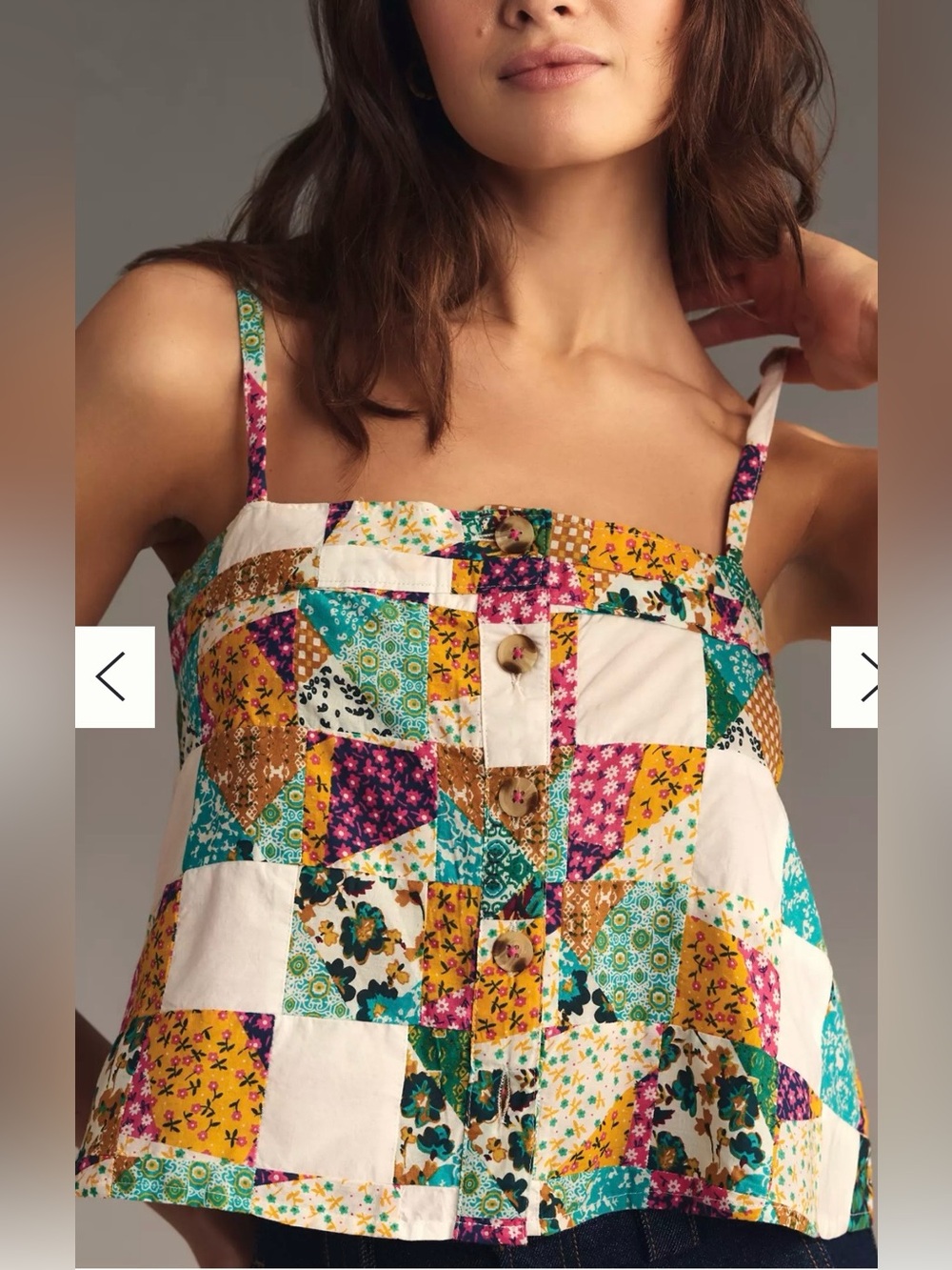 NWT Pilcro by Anthropologie Patchwork Spaghetti Strap Boxy Tank Size XS